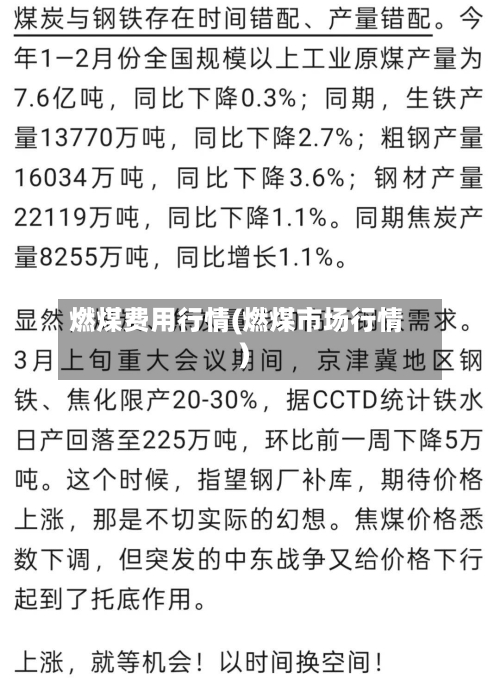 燃煤费用行情(燃煤市场行情)-第2张图片
