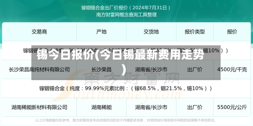 锡今日报价(今日锡最新费用走势)