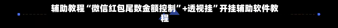 辅助教程“微信红包尾数金额控制”+透视挂	”开挂辅助软件教程-第2张图片