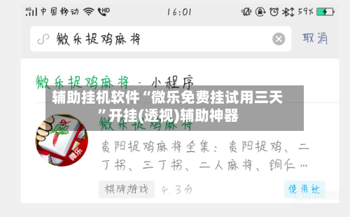 辅助挂机软件“微乐免费挂试用三天”开挂(透视)辅助神器