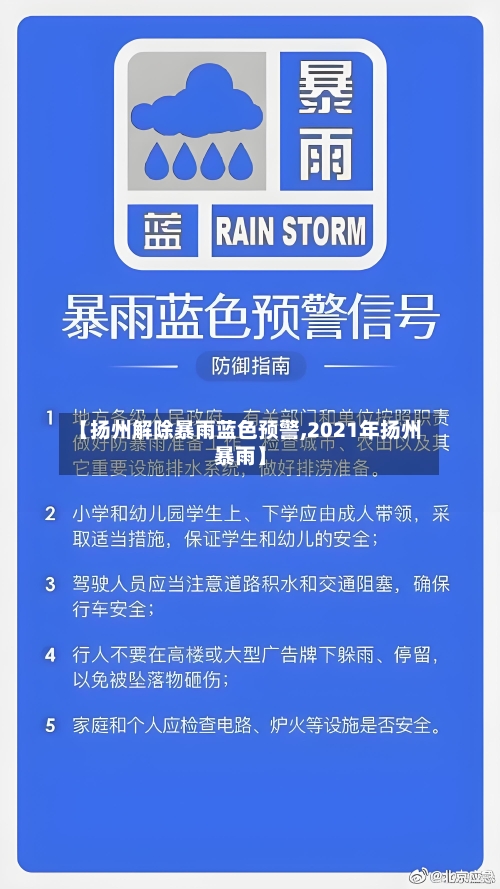 【扬州解除暴雨蓝色预警,2021年扬州暴雨】-第2张图片