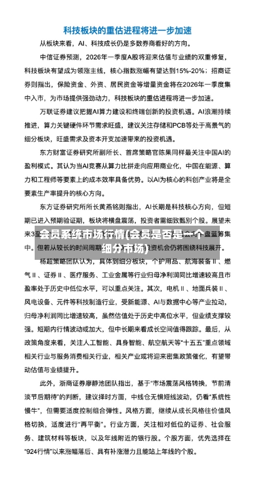 会员系统市场行情(会员是否是一个细分市场)