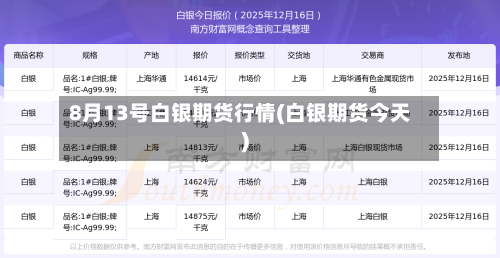 8月13号白银期货行情(白银期货今天)-第2张图片