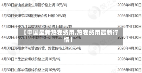 【中国最新热卷费用,热卷费用最新行情】-第3张图片