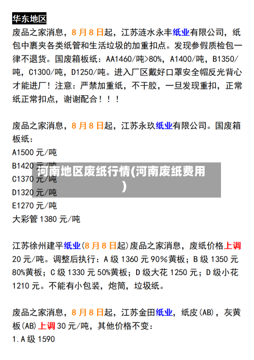河南地区废纸行情(河南废纸费用)-第2张图片